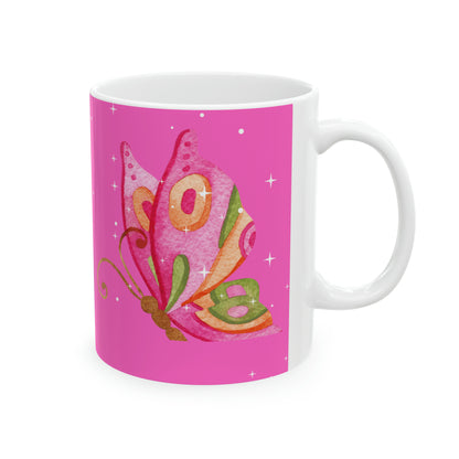 Perfectly Imperfect Pink Butterfly Ceramic Mug 11oz