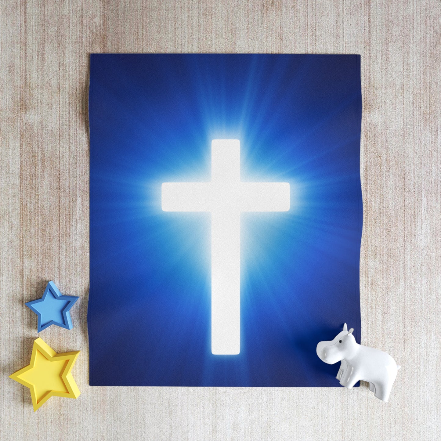 Glow Cross Blue Throw Blanket