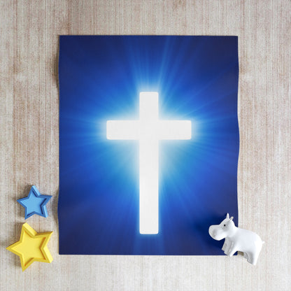 Glow Cross Blue Throw Blanket