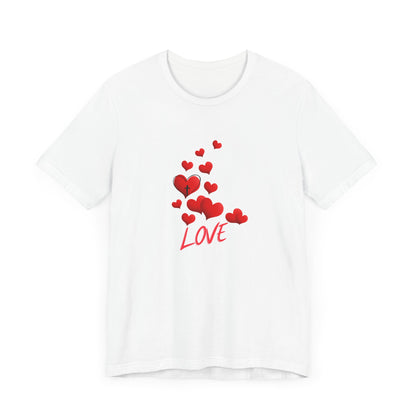 Love Red Hearts and Cross Unisex Jersey Short Sleeve Tee