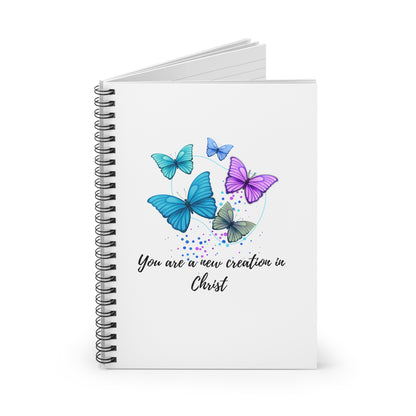 You are a New Creation in Christ Butterfly Spiral Notebook - Ruled Line