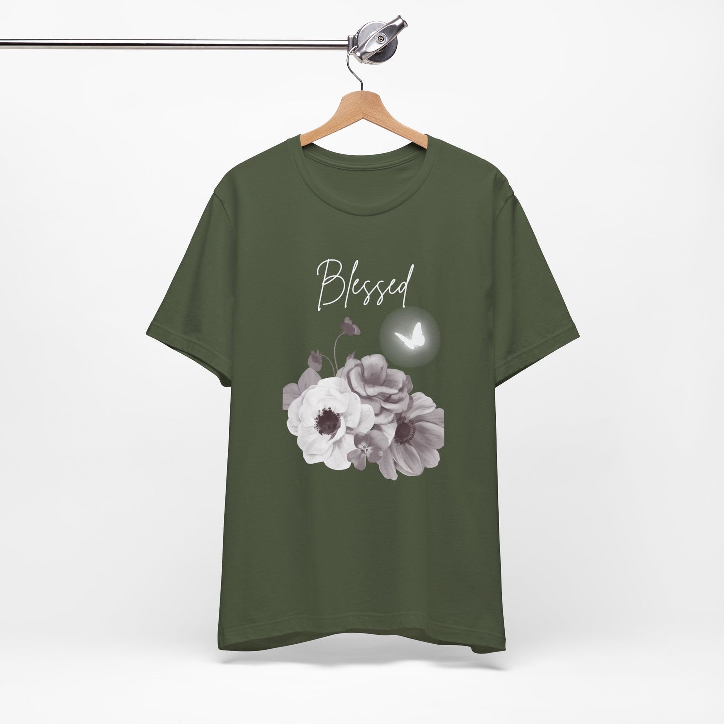 Blessed White Flowers with Butterfly T-shirt