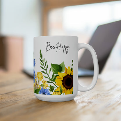 Bee Happy Sunflowers Mug.