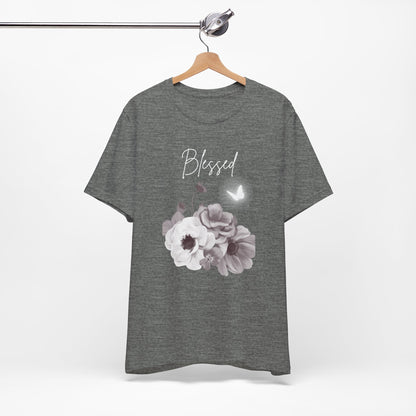 Blessed White Flowers with Butterfly T-shirt