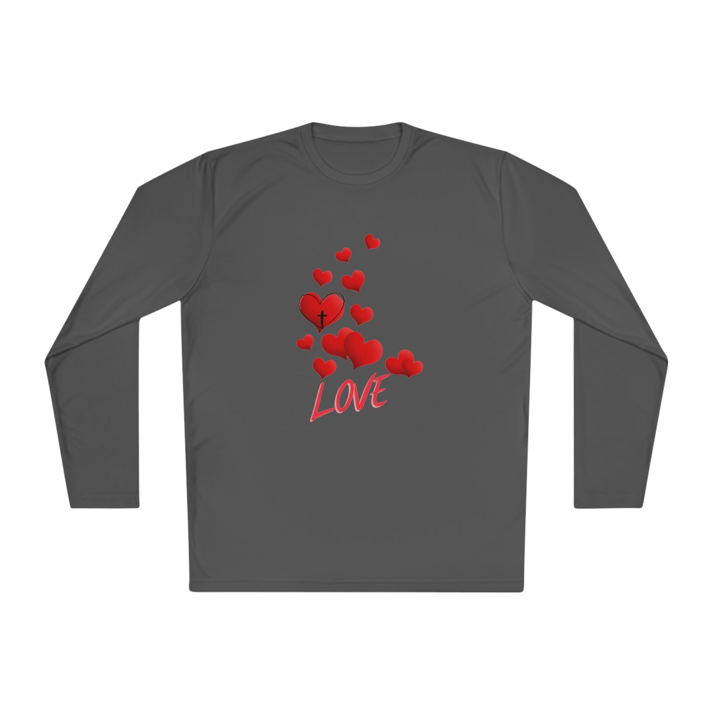 Love Red Hearts and Cross SPORT Long Sleeve Tee