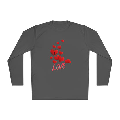 Love Red Hearts and Cross SPORT Long Sleeve Tee