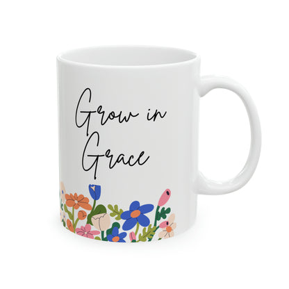 Grow in Grace Spring Flowers Ceramic Mug