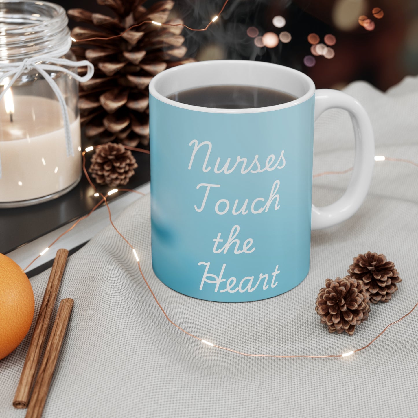 Nurses Touch the Heart Light Blue Mug