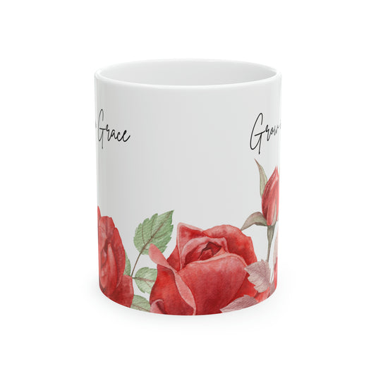 Grow in Grace Red Roses Ceramic Mug 11oz