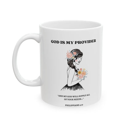 Jehovah Jireh God Is My Provider Ceramic Mug | Floral Woman Design