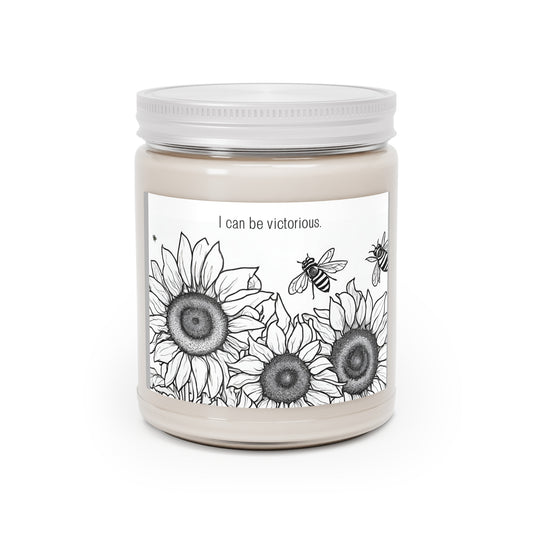 Sunflowers and Bees YOU Color Handmade Scented Soy Candle, Color your candle flower design soy candle  Scented Candles, 9oz