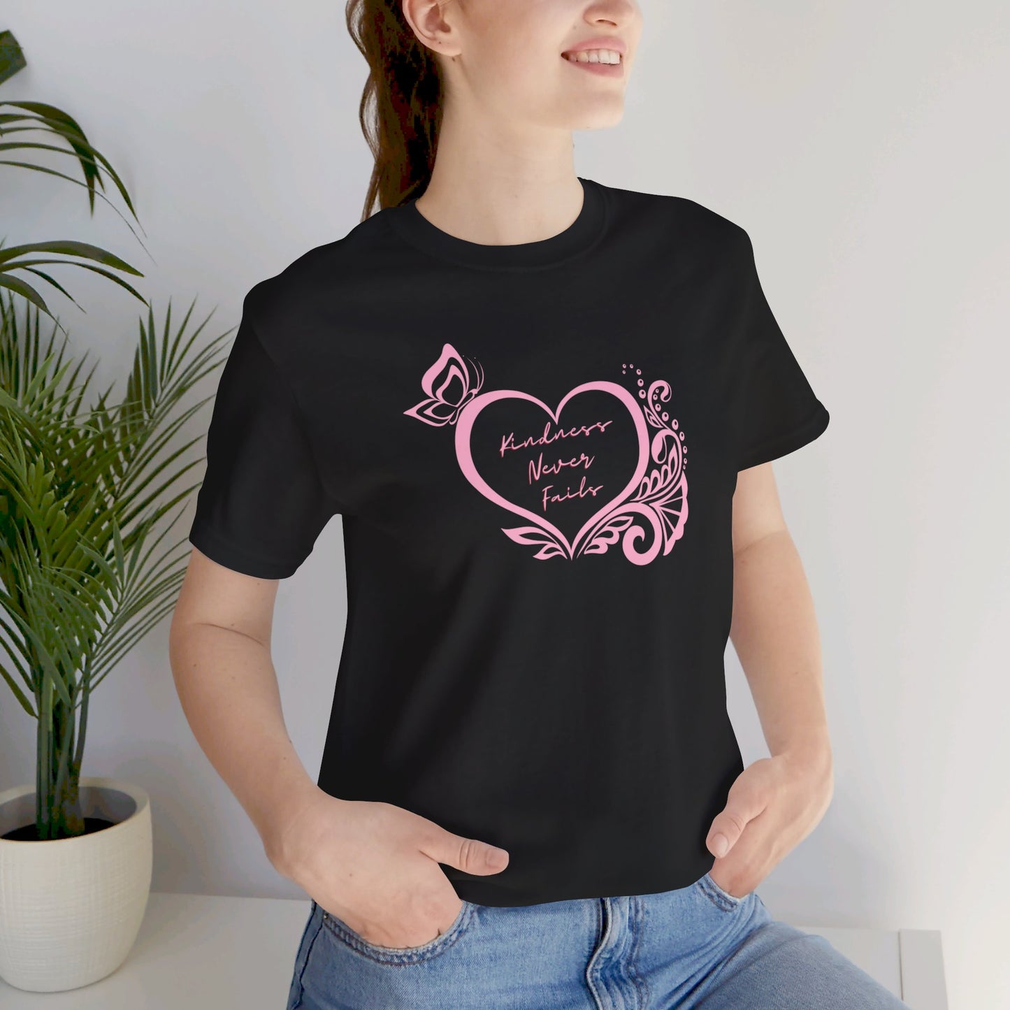 Kindness Never Fails Pink Heart Tee Short Sleeve