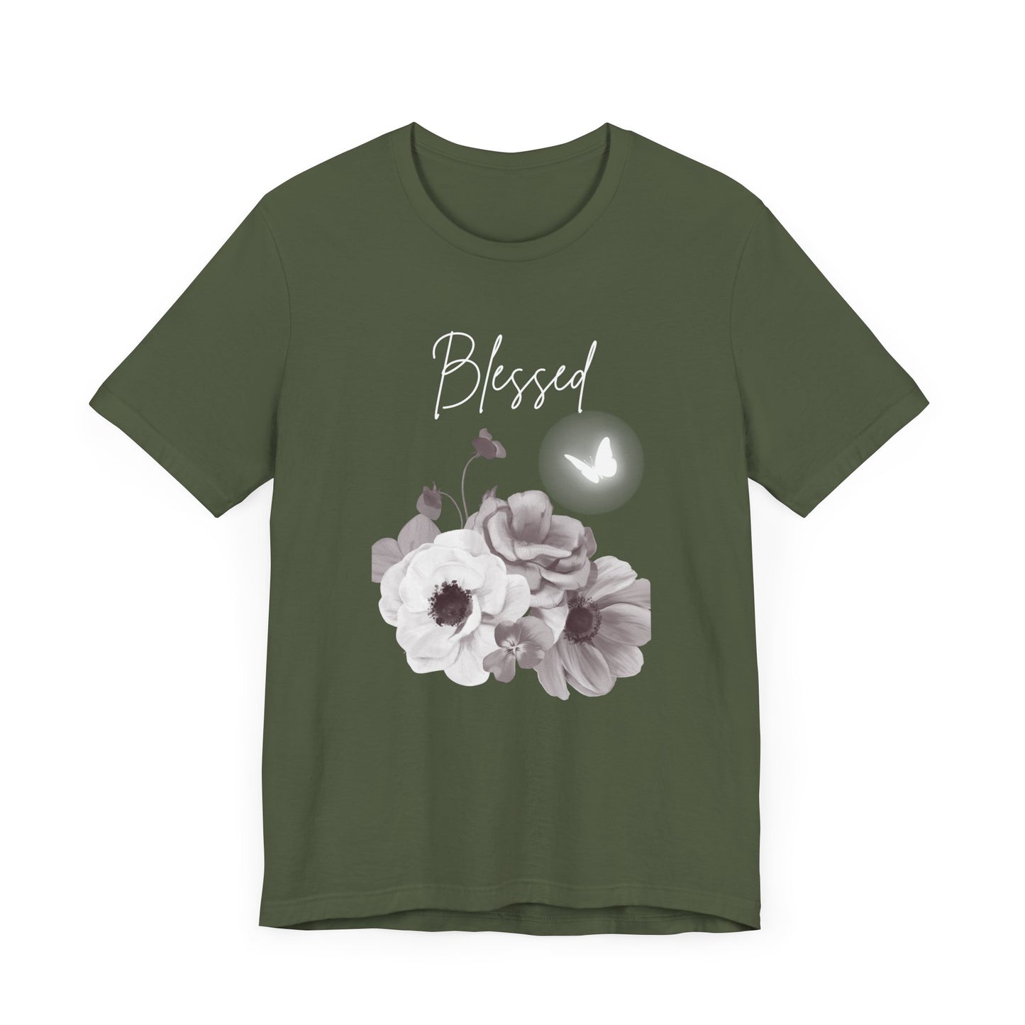 Blessed White Flowers with Butterfly T-shirt