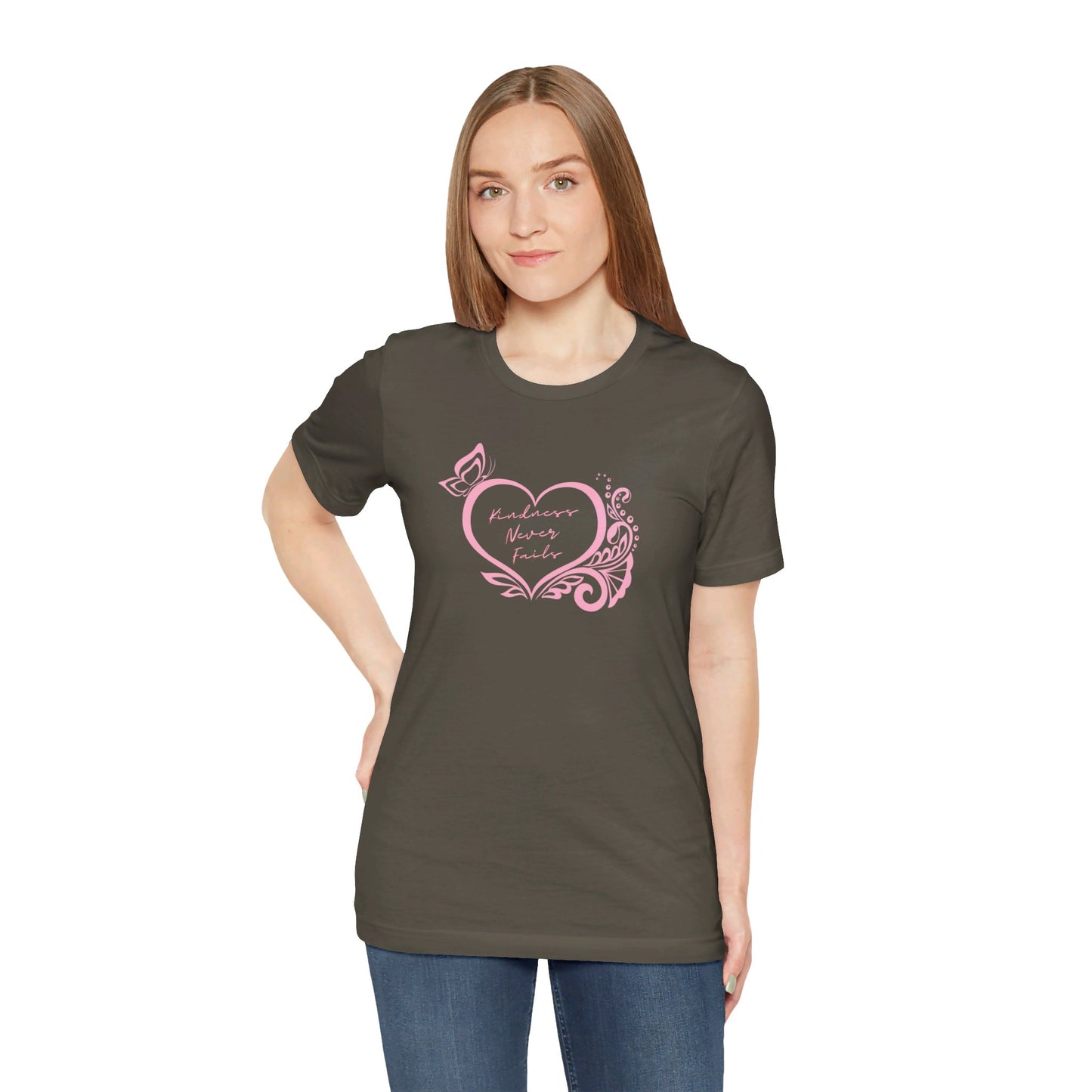 Kindness Never Fails Pink Heart Tee Short Sleeve