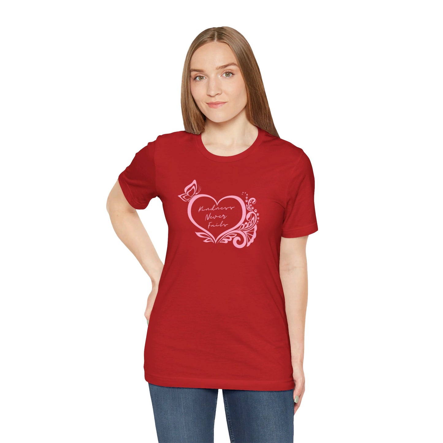 Kindness Never Fails Pink Heart Tee Short Sleeve