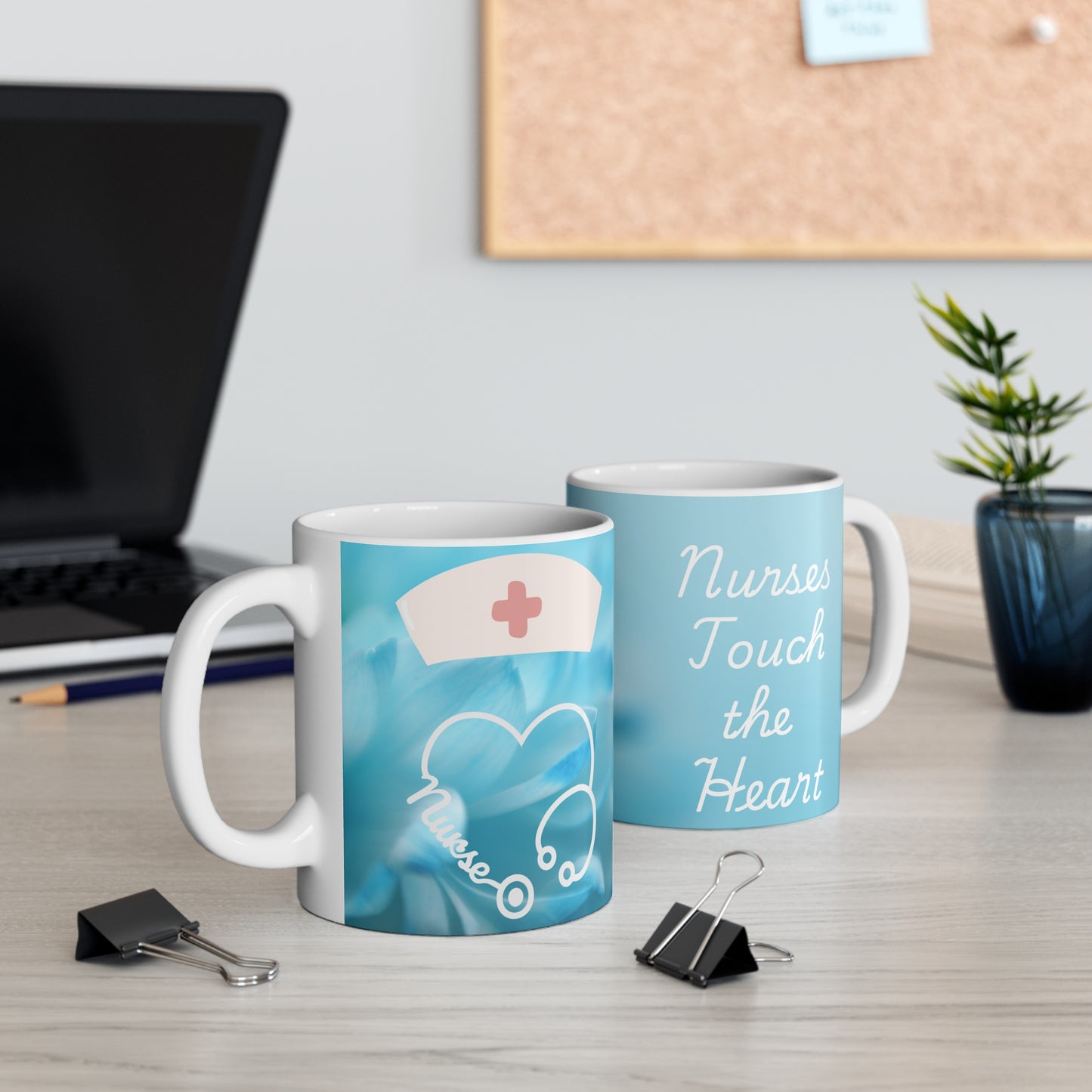 Nurses Touch the Heart Light Blue Mug