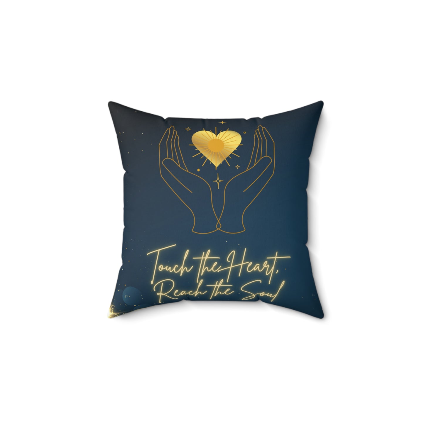 Touch the Heart Reach the Soul Heart and Stars Spun Polyester Square Pillow