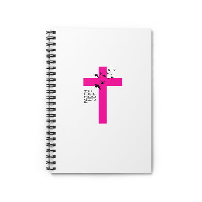 Faith, Hope, Joy Pink Cross Spiral Notebook - Ruled Line