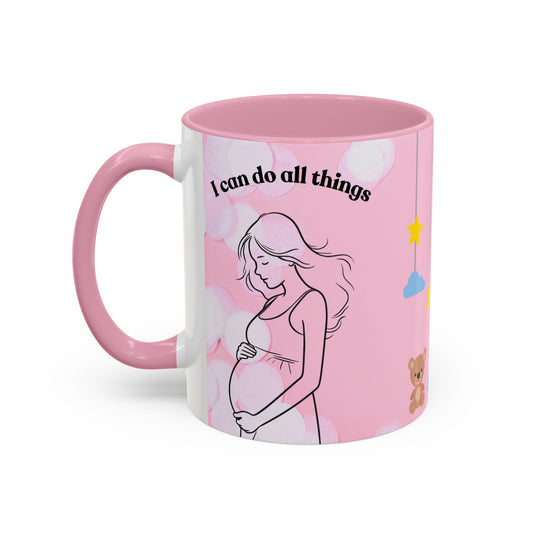 Faith-based Colorful Mug, Pregnancy Announcement Drinkware, Inspirational Christian Coffee Cup, Bible Verse Tea Mug, Unique Gift for