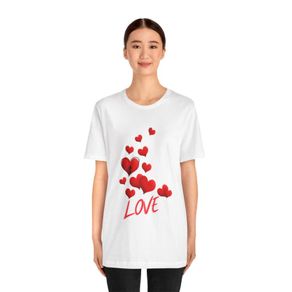 Love Red Hearts and Cross Unisex Jersey Short Sleeve Tee