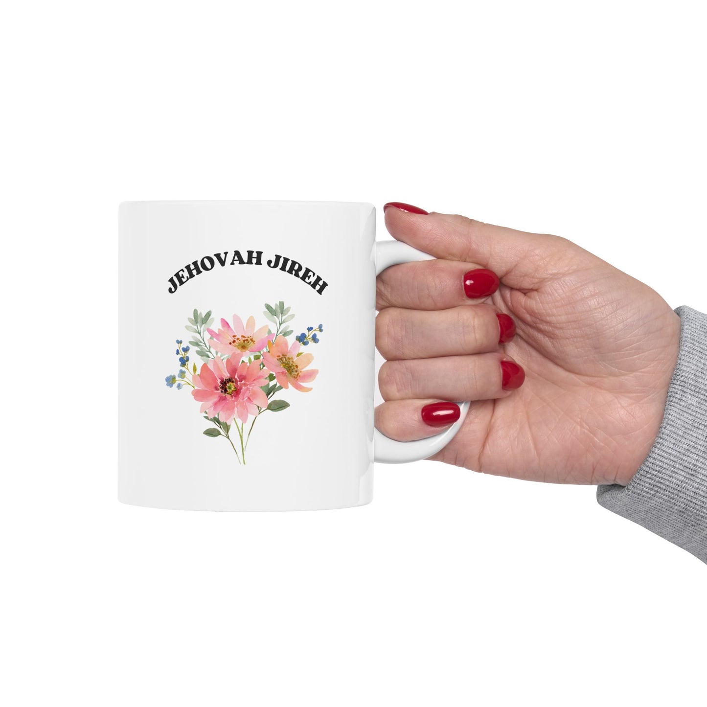 Jehovah Jireh God Is My Provider Ceramic Mug | Floral Woman Design