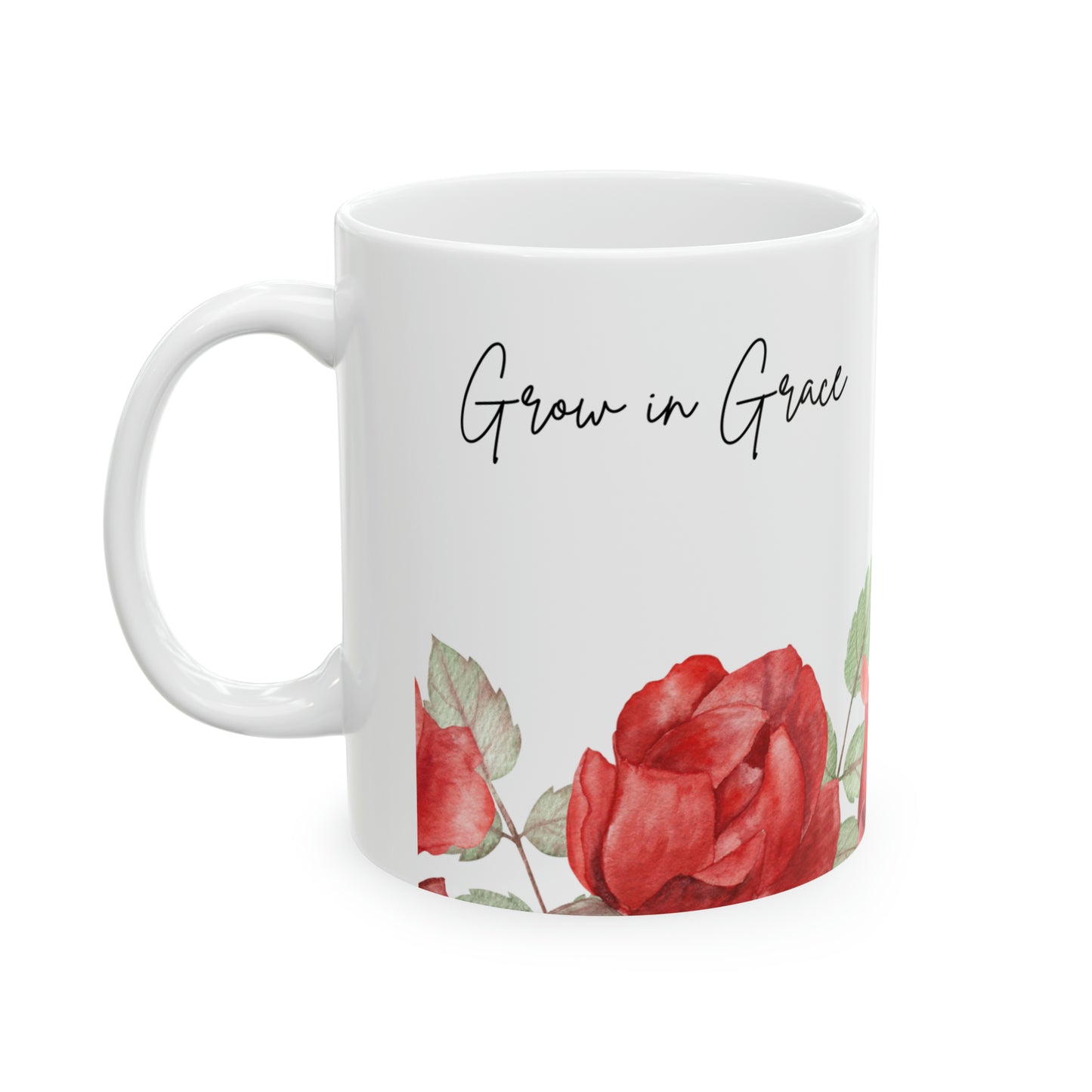 Grow in Grace Red Roses Ceramic Mug 11oz