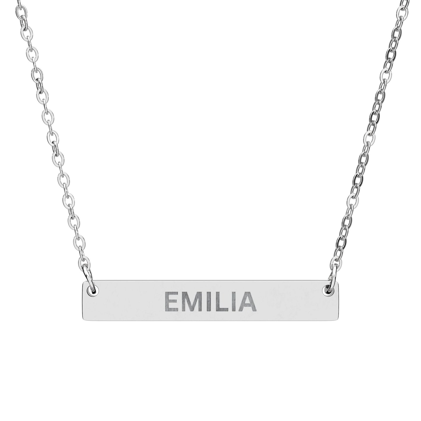 Personalized Engraved Bar Necklace, Stainless Steel Horizontal Bar Necklace