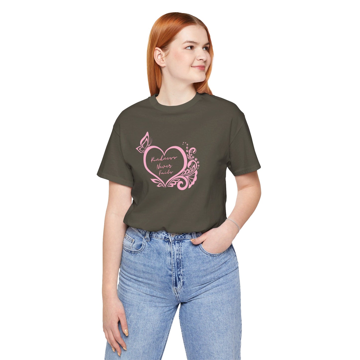 Kindness Never Fails Pink Heart Tee Short Sleeve