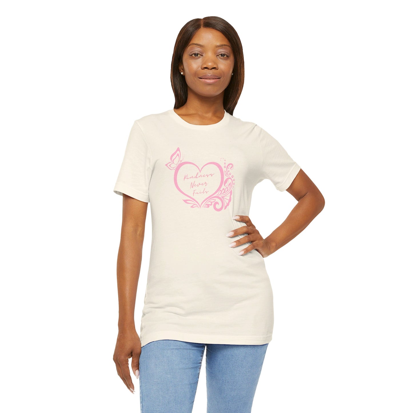 Kindness Never Fails Pink Heart Tee Short Sleeve