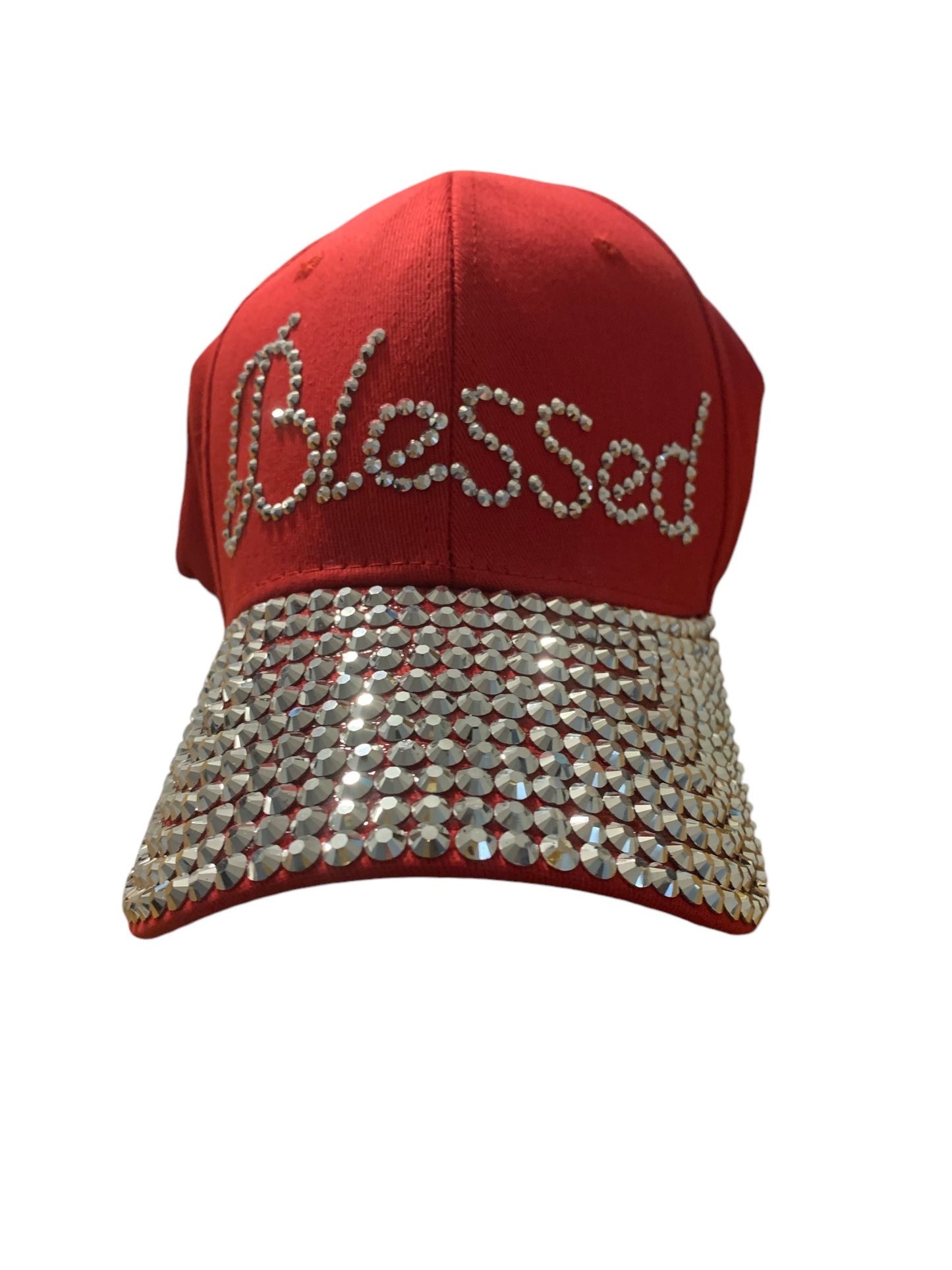 Blessed Rhinestone Red Cap Hat