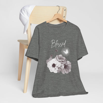 Blessed White Flowers with Butterfly T-shirt