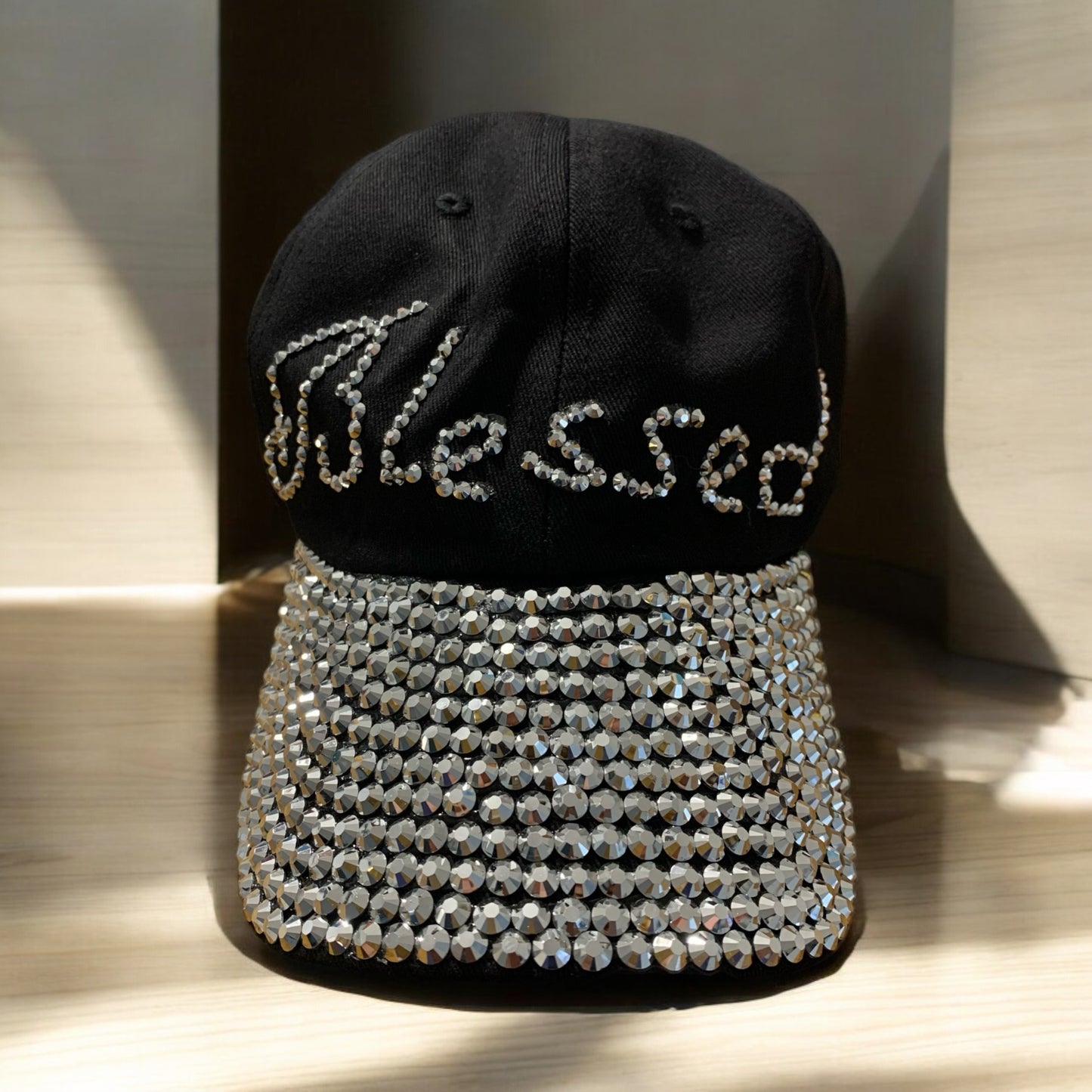 Blessed Rhinestone Black Cap