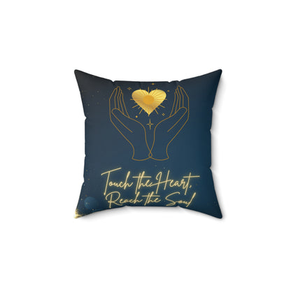 Touch the Heart Reach the Soul Heart and Stars Spun Polyester Square Pillow