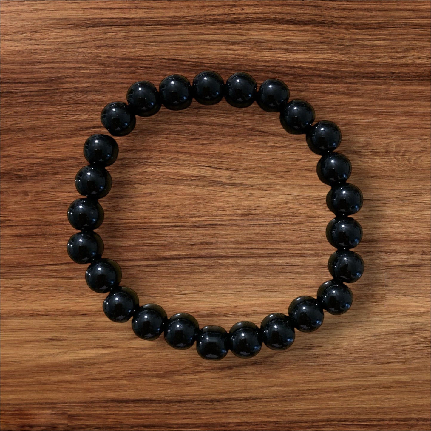 Handmade Black Natural Stone Stretch Bracelet