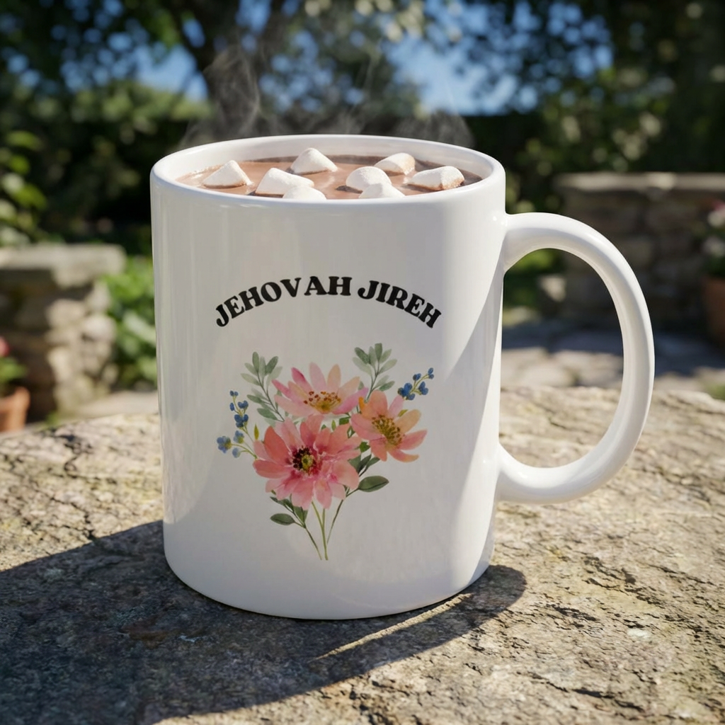 Jehovah Jireh God Is My Provider Ceramic Mug | Floral Woman Design