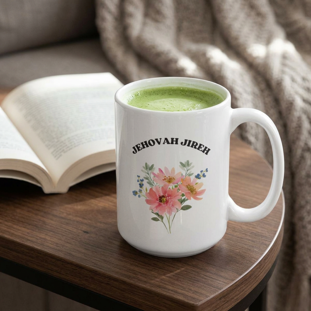 Jehovah Jireh God Is My Provider Ceramic Mug | Floral Woman Design