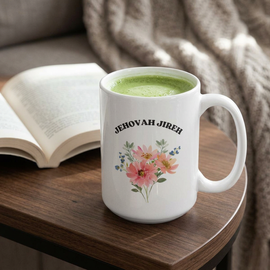 Jehovah Jireh God Is My Provider Ceramic Mug | Floral Woman Design