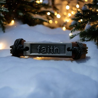 Faith Leather Black and Brown Adjustable Bracelet