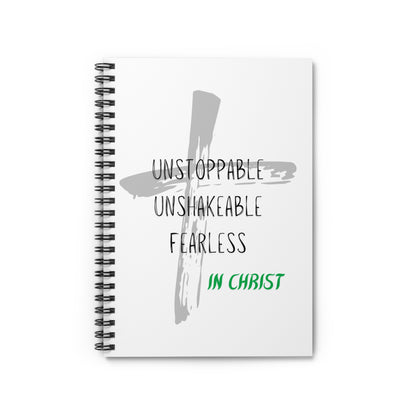 Unstoppable, Unshakable, Fearless in Christ Spiral Notebook - Ruled Line