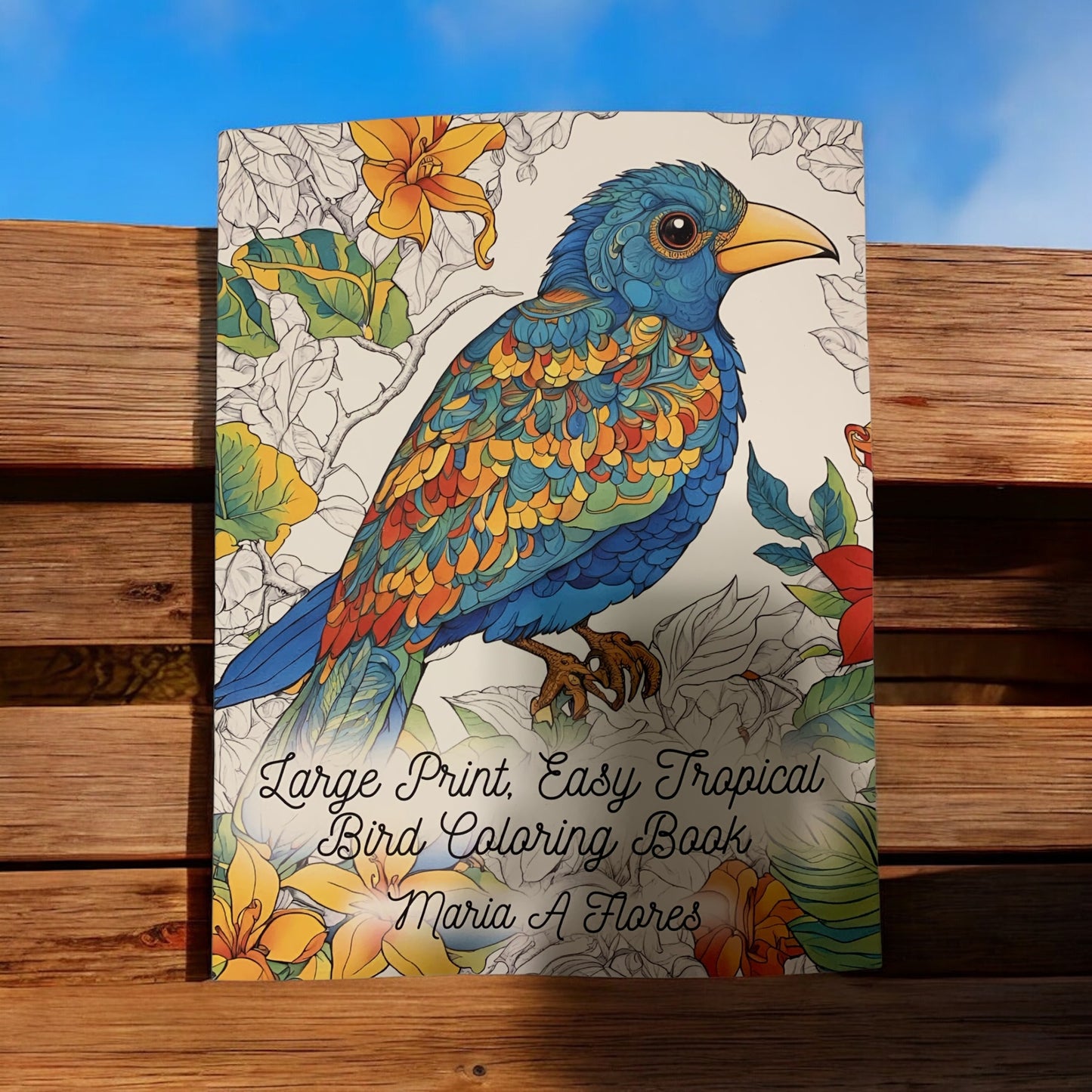 Large Print, Easy Tropical Bird Coloring Book