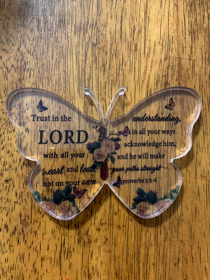 Trust in the Lord Butterfly Clear Acrylic