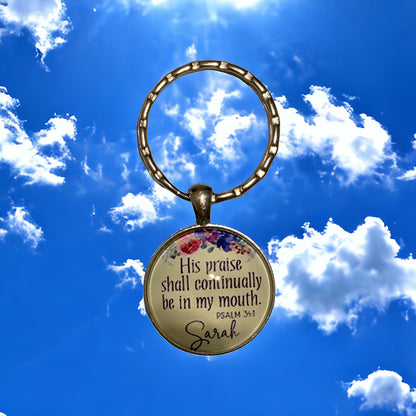 Bubble Bible Verse Keychain in Silver Tone