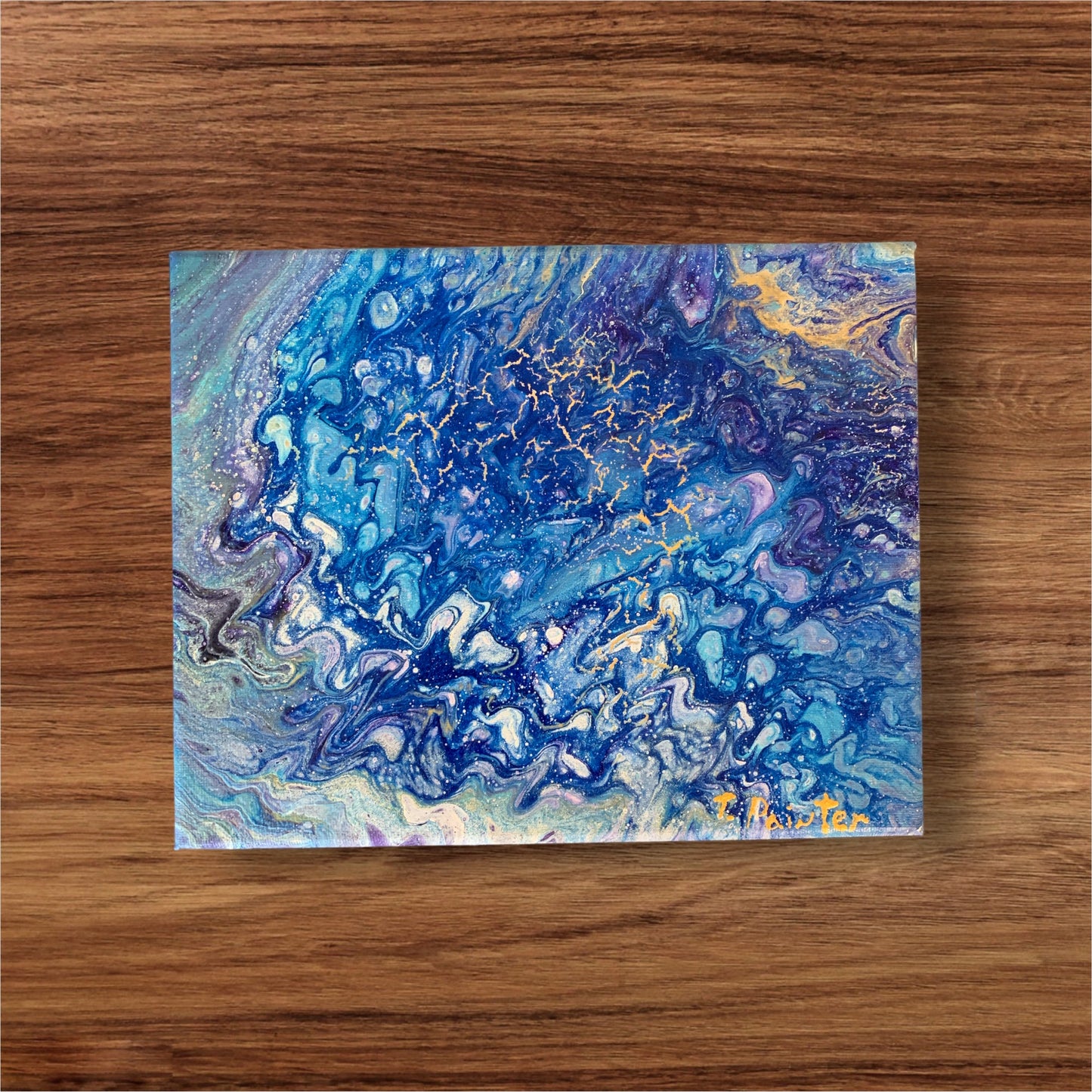 Serenity of Ocean, Harmony of Skies Fluid Art on 8x10 Canvas