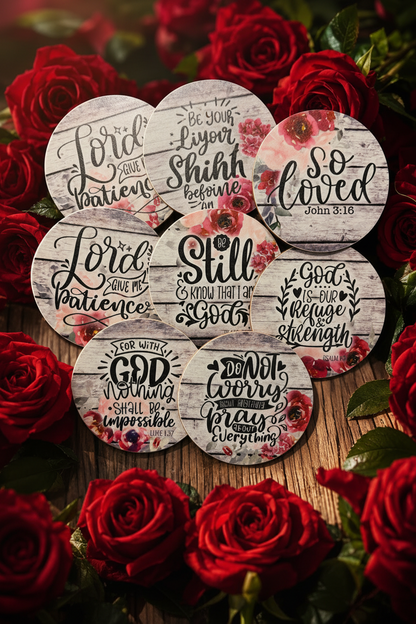 Coasters Bible Verses Rose Background