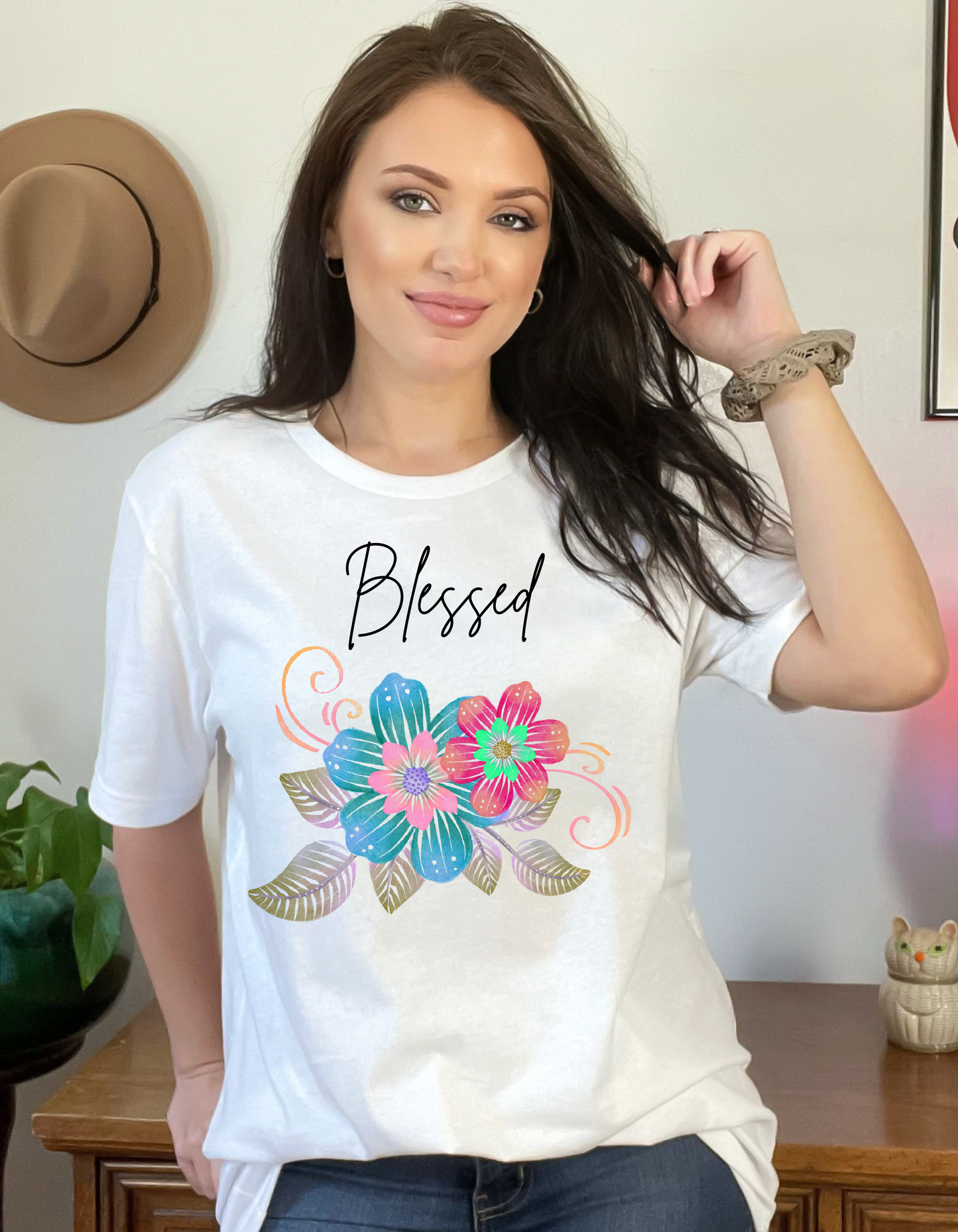 Blessed RETRO Flowers Jersey Short Sleeve Tee