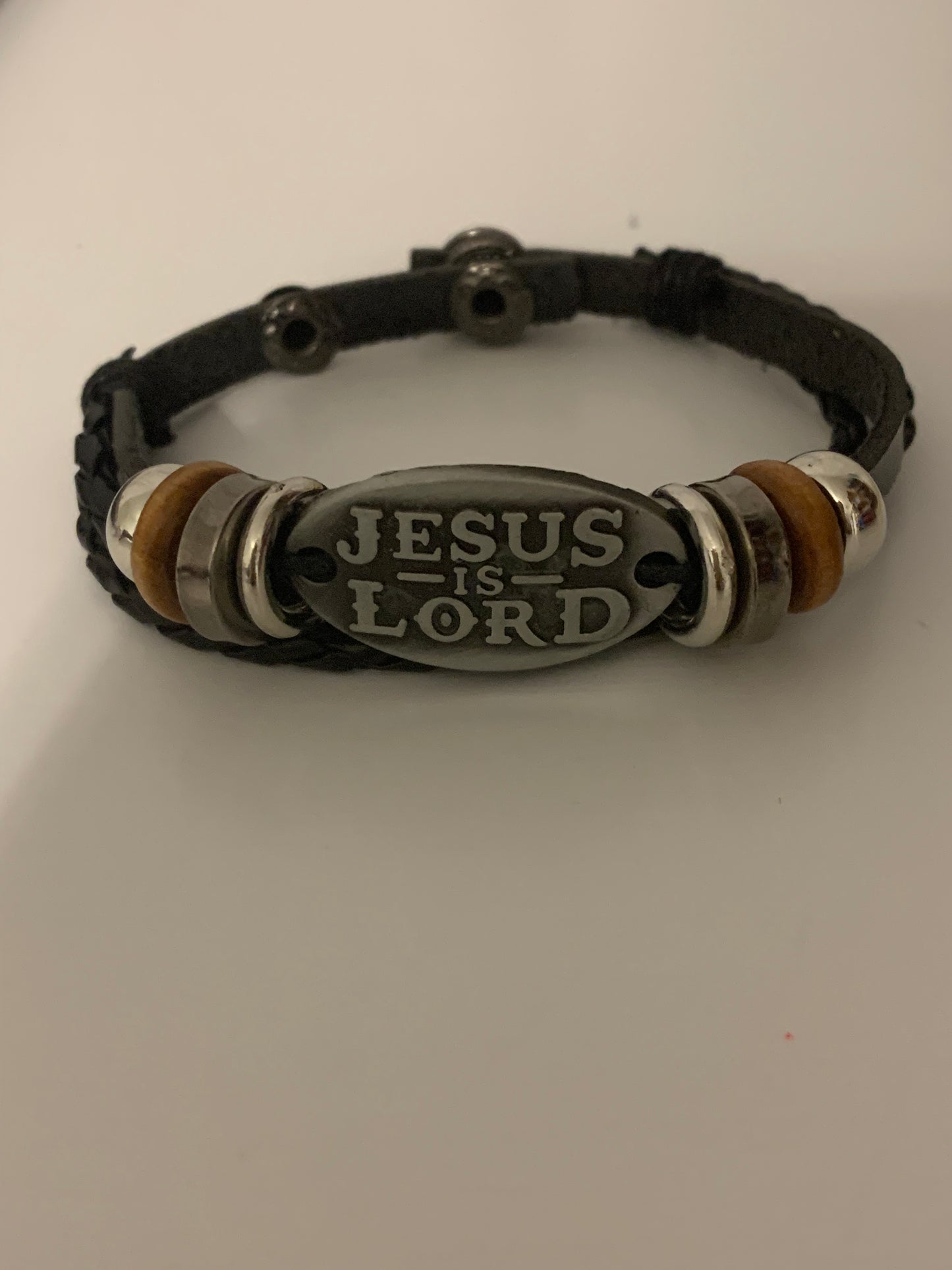 Jesus is Lord Bead Leather Bracelet