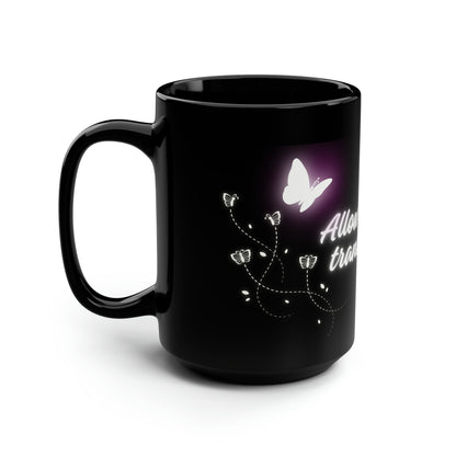 Allow His Love to Transform You Glow Butterflies Black Mug, 15oz