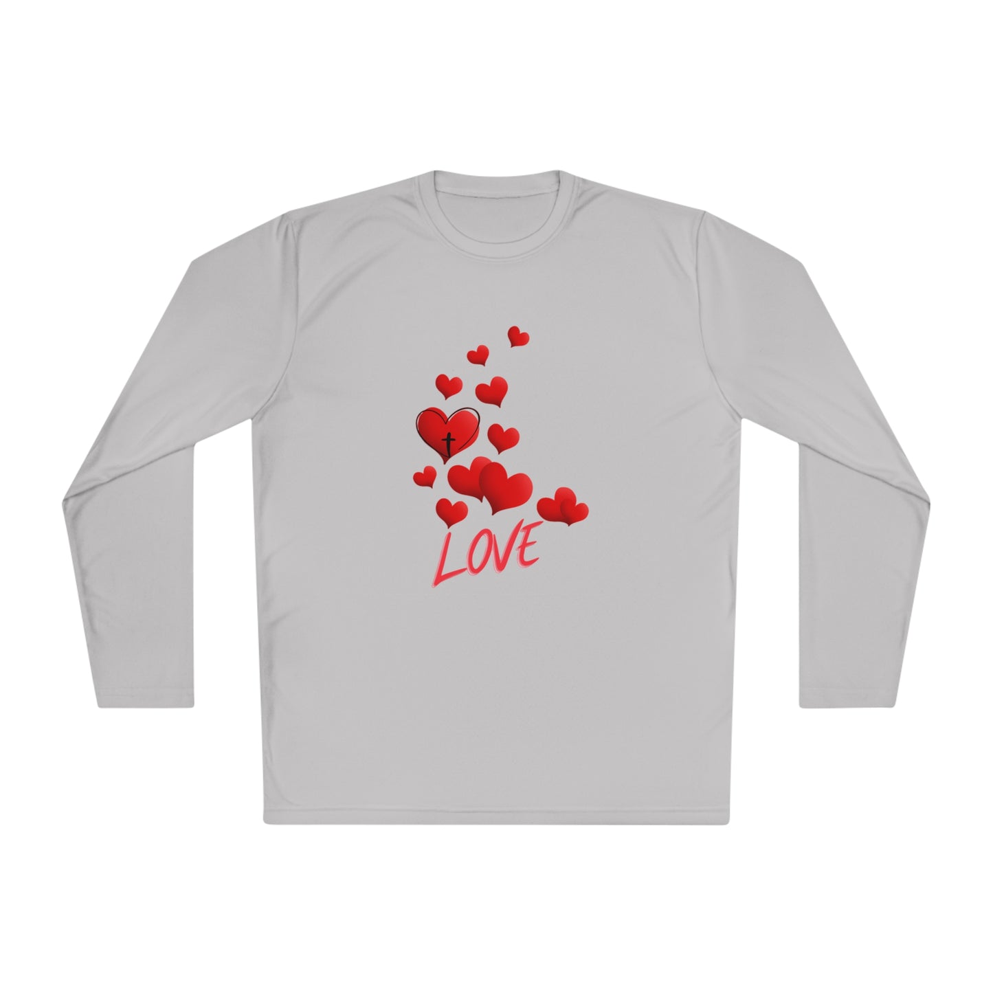 Love Red Hearts and Cross SPORT Long Sleeve Tee