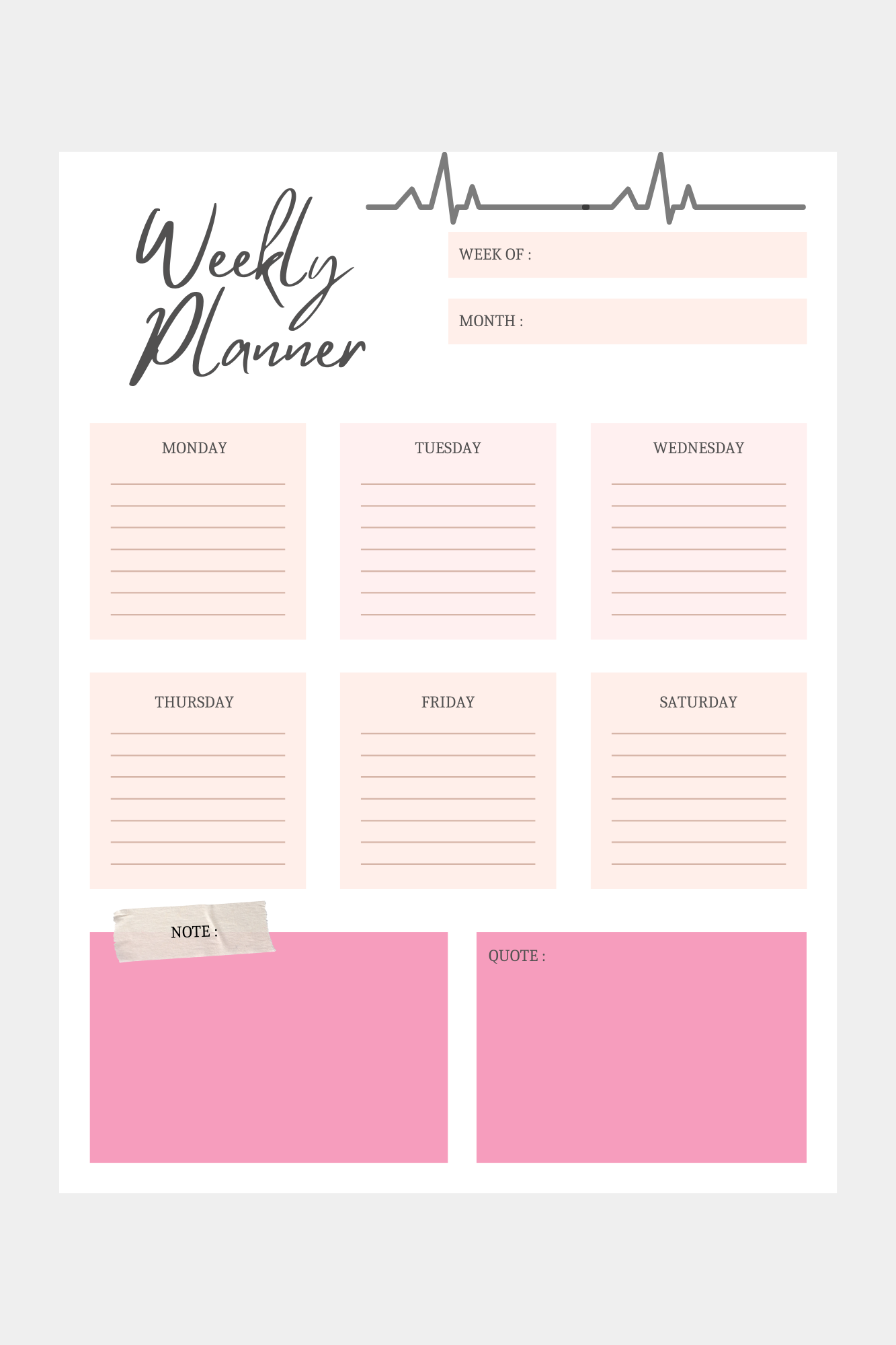 Touch the Heart: Nurse Weekly Planner