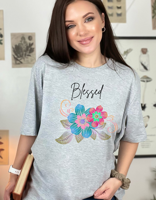 Blessed RETRO Flowers Jersey Short Sleeve Tee